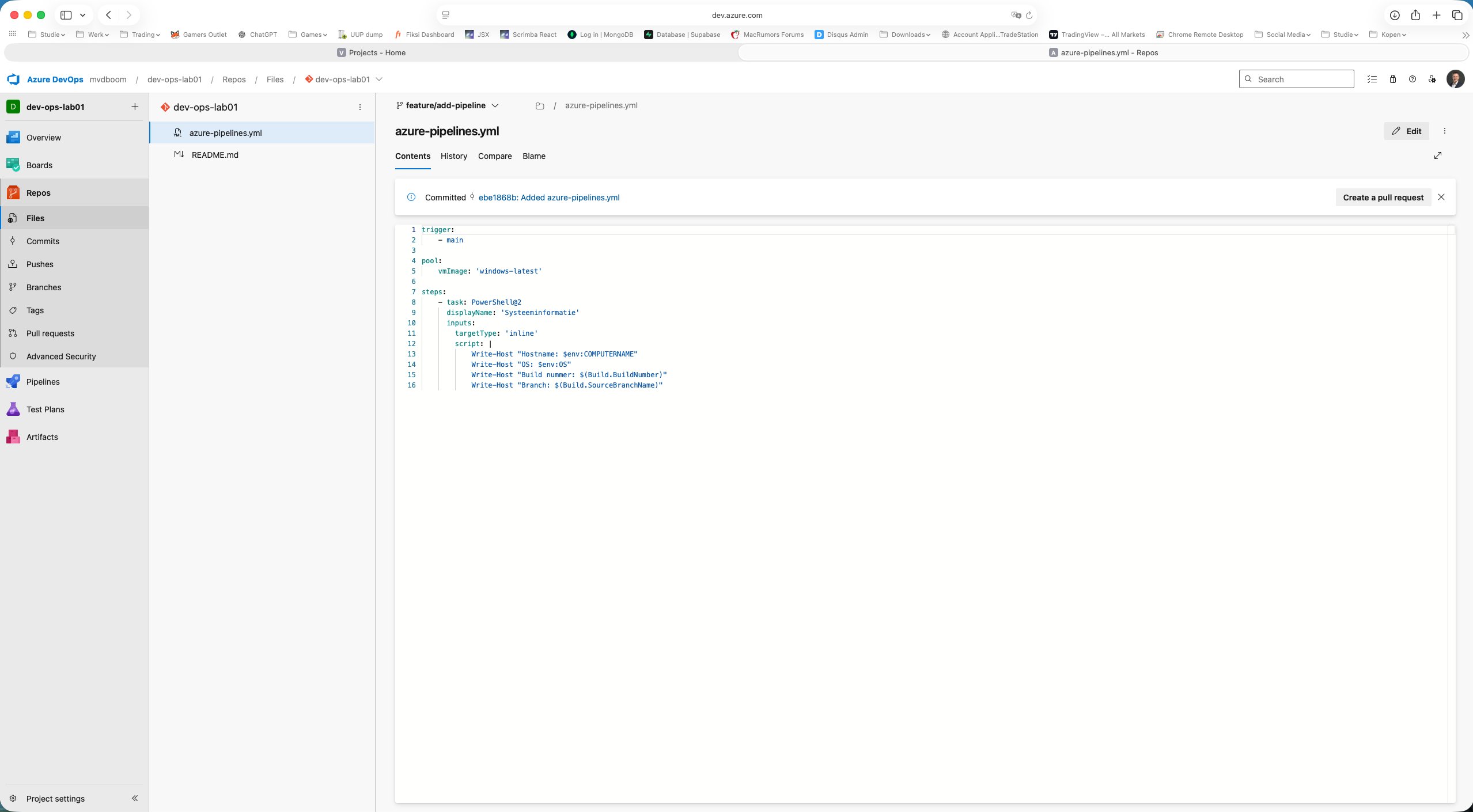 azure-pipelines.yml gecommit op feature/add-pipeline