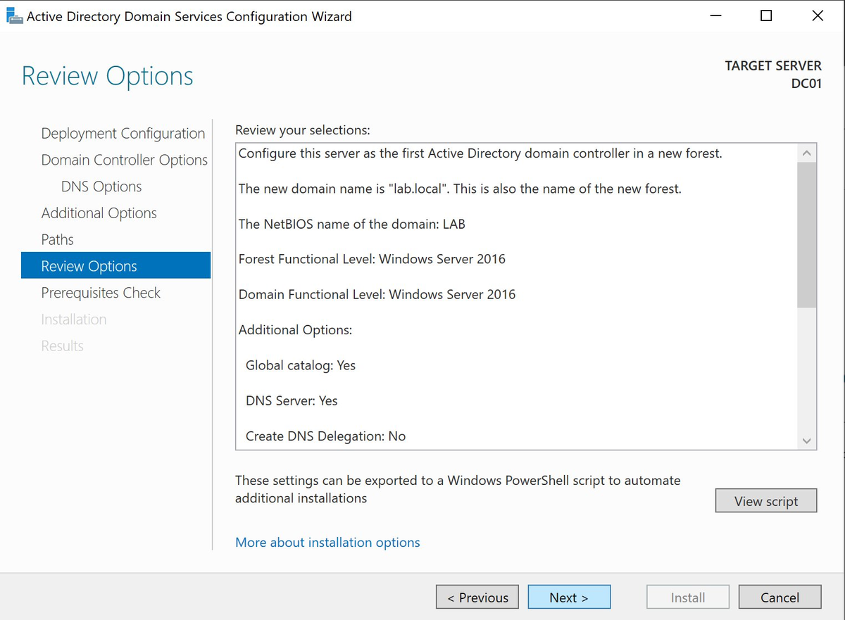Review Options — samenvatting